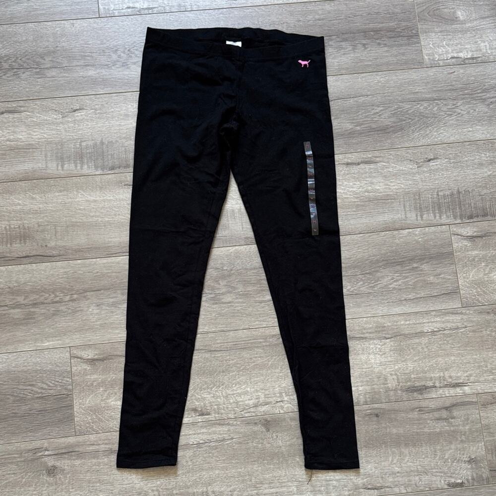 NWT PINK Victoria’s Secret Y2K Black Cotton Blend Leggings Size M